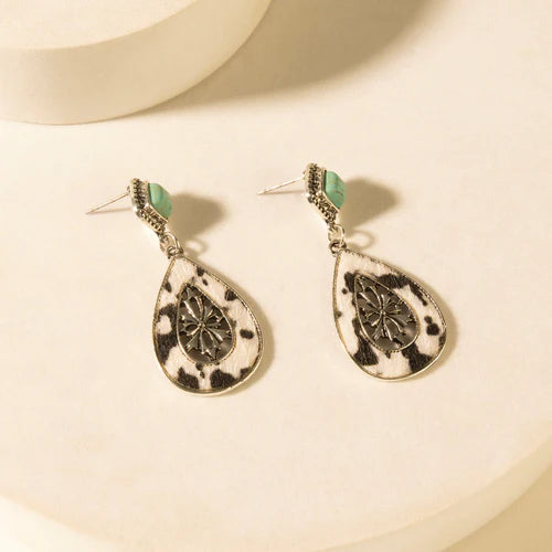 Myra Hide and Halo Earrings in Turquoise