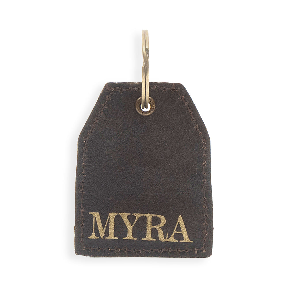 Myra Prickly Pear Party Hand-tooled Leather Key Fob, supplier view 2