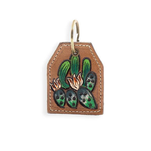 Myra Prickly Pear Party Hand-tooled Leather Key Fob