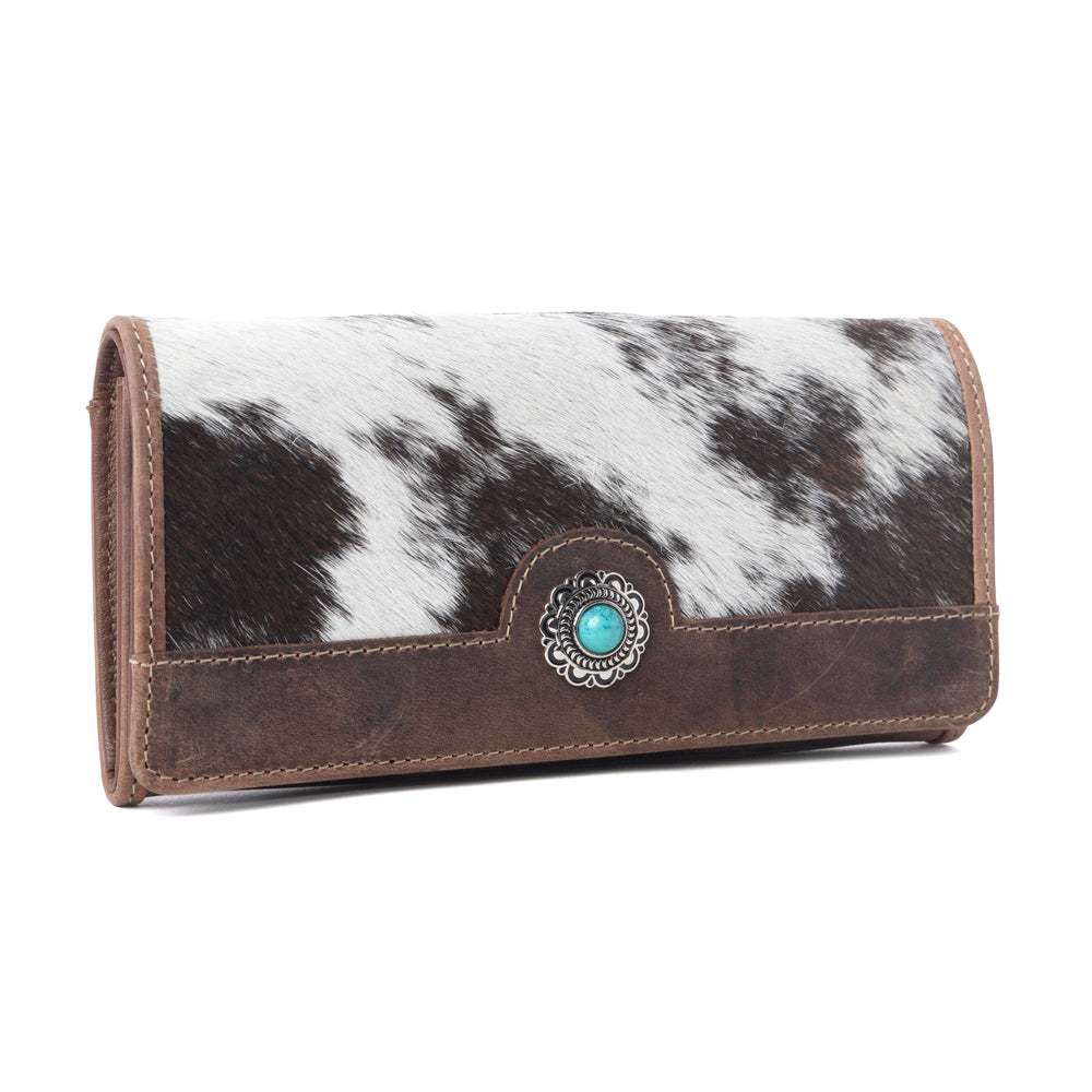Myra Rustwood Concho Leather Women's Wallet in Charcoal Cream, supplier view 2