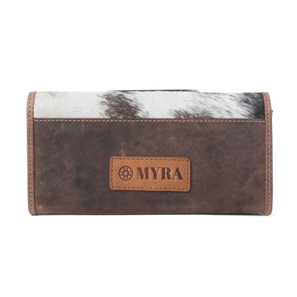 Myra Rustwood Concho Leather Women's Wallet in Charcoal Cream, supplier view 3