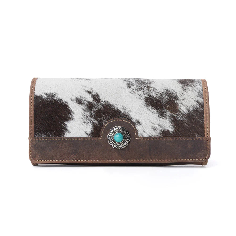 Myra Rustwood Concho Leather Women's Wallet in Charcoal Cream