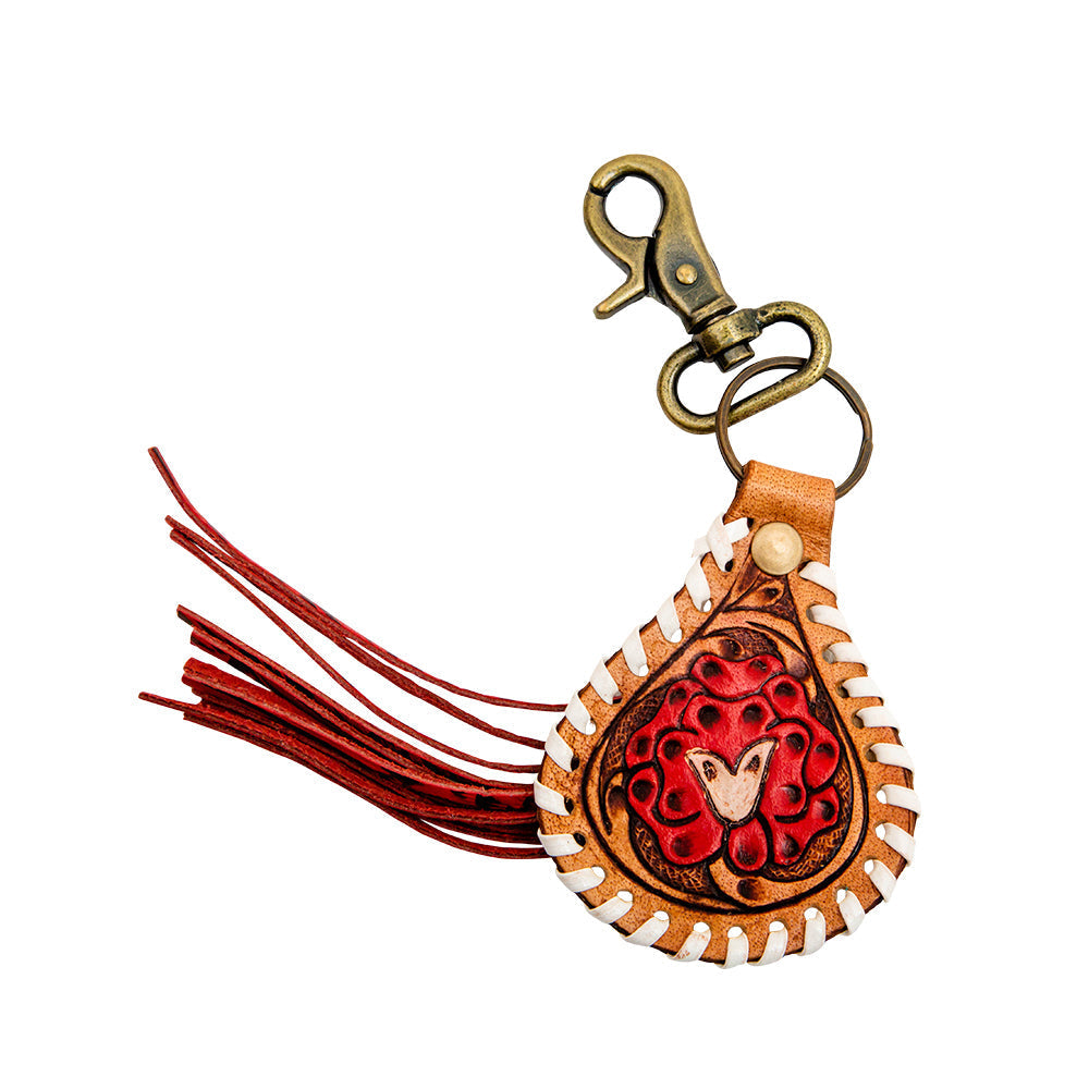 Myra Yankee Hand-Tooled Leather Keyfob, supplier view 2