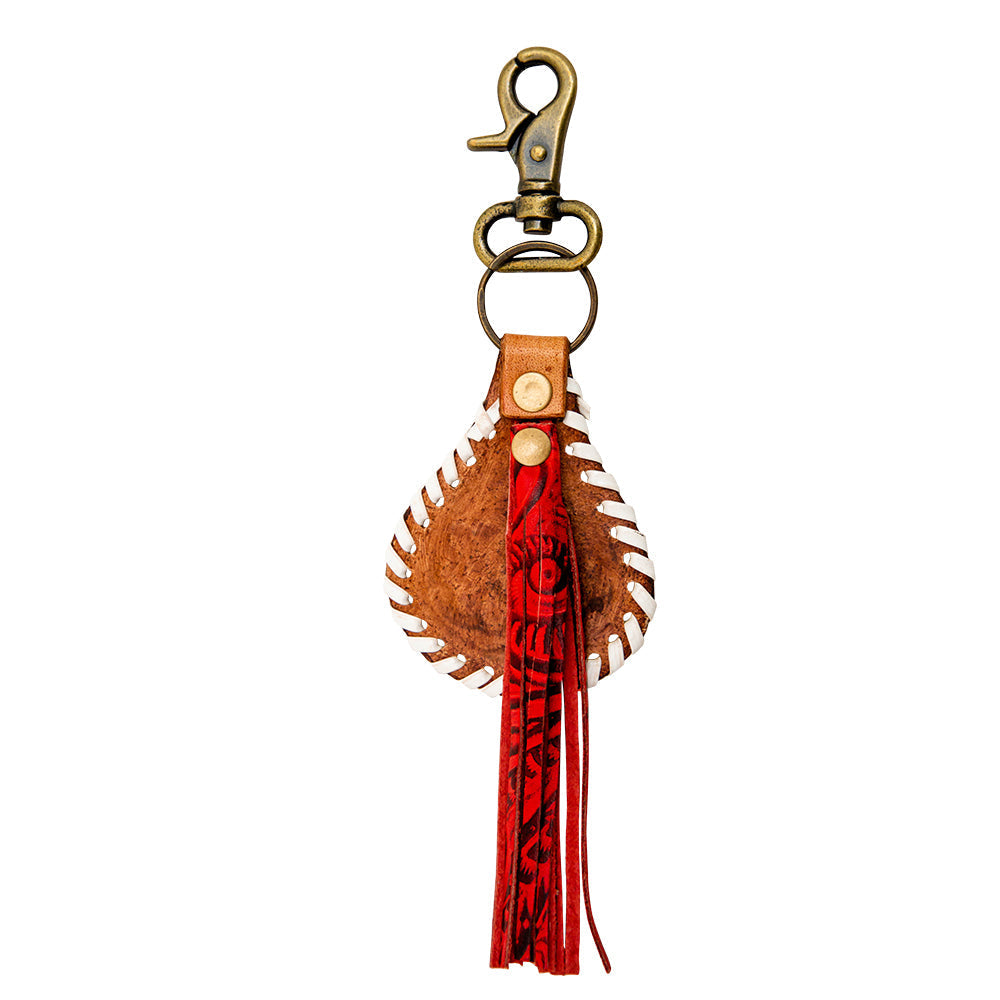 Myra Yankee Hand-Tooled Leather Keyfob, supplier view 3
