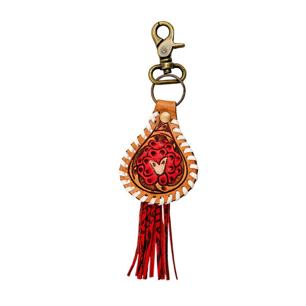 Myra Yankee Hand-Tooled Leather Keyfob
