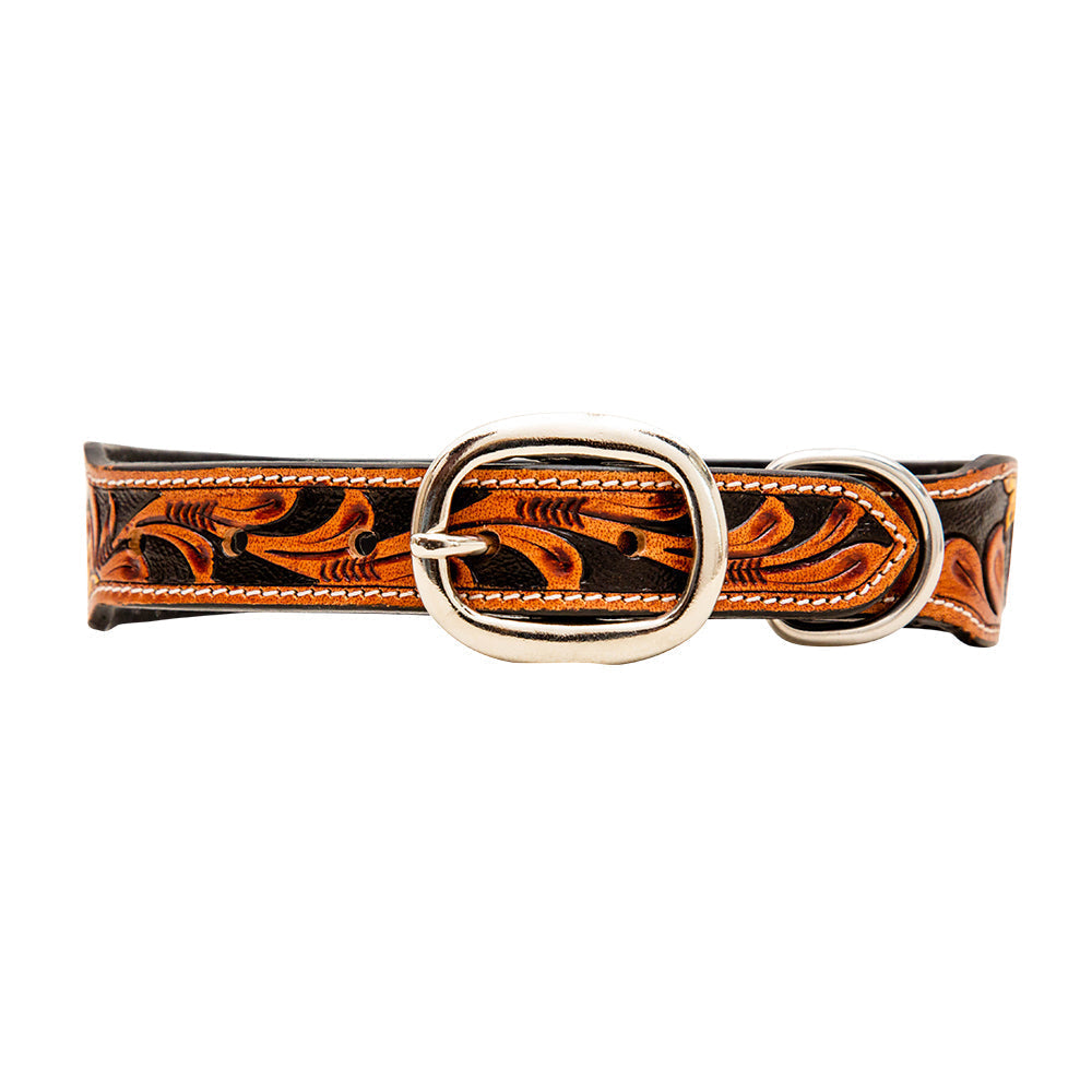 Myra Zoomper Hand-Tooled Leather Dog Collar, supplier view 2