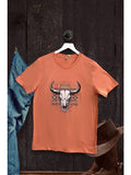 Not My First Rodeo Aztec steer graphic tee in Sunset