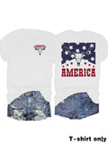 Patriotic Western Cow Skull America Graphic Tee