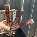 Pecos Hand-Painted Tooled Leather Wristlet Keychain