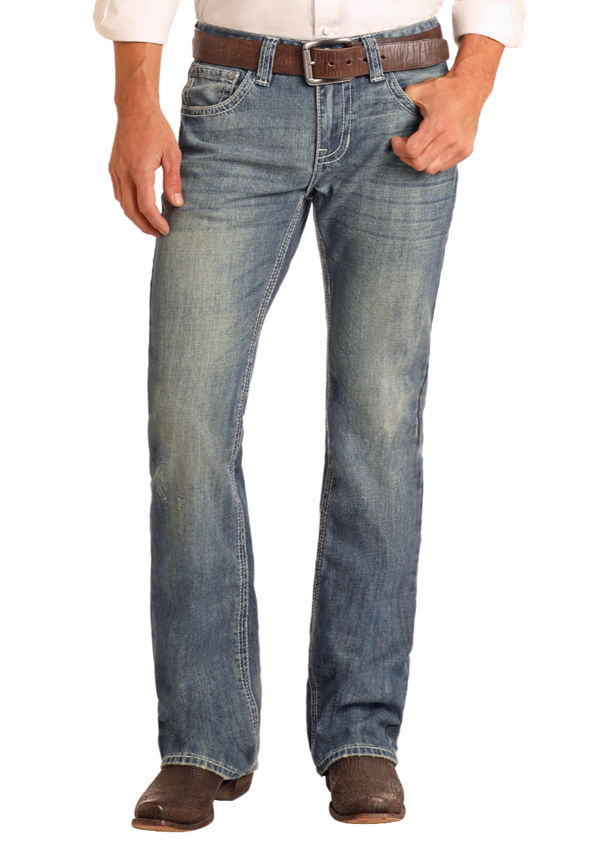 Regular Fit Ivory Top-Stitching Bootcut Jeans – back view