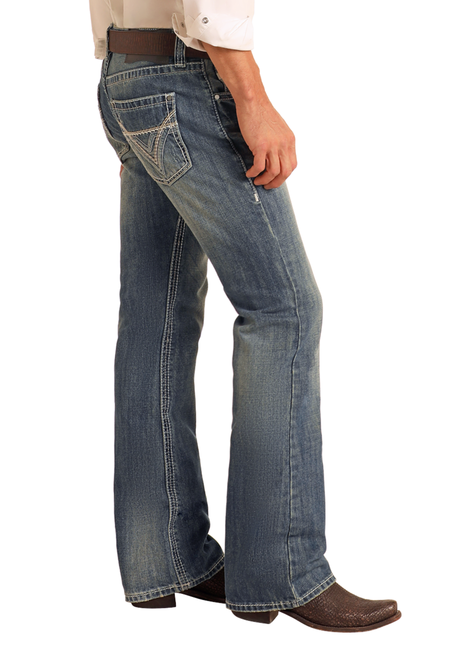 Regular Fit Ivory Top-Stitching Bootcut Jeans – detail view