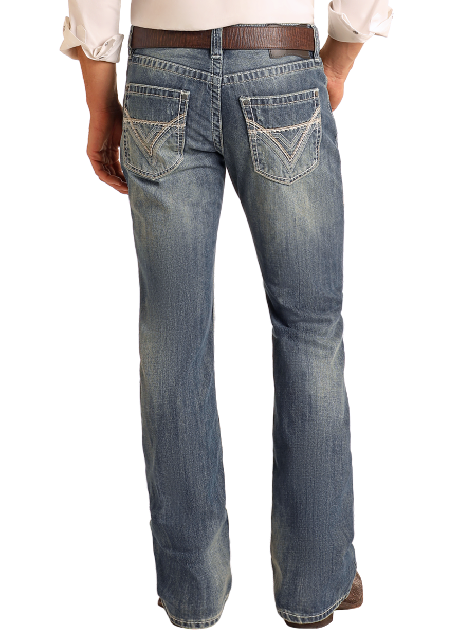 Regular Fit Ivory Top-Stitching Bootcut Jeans – front view