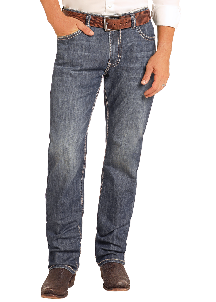 Relaxed Fit Small V Stackable Bootcut Jeans – back view