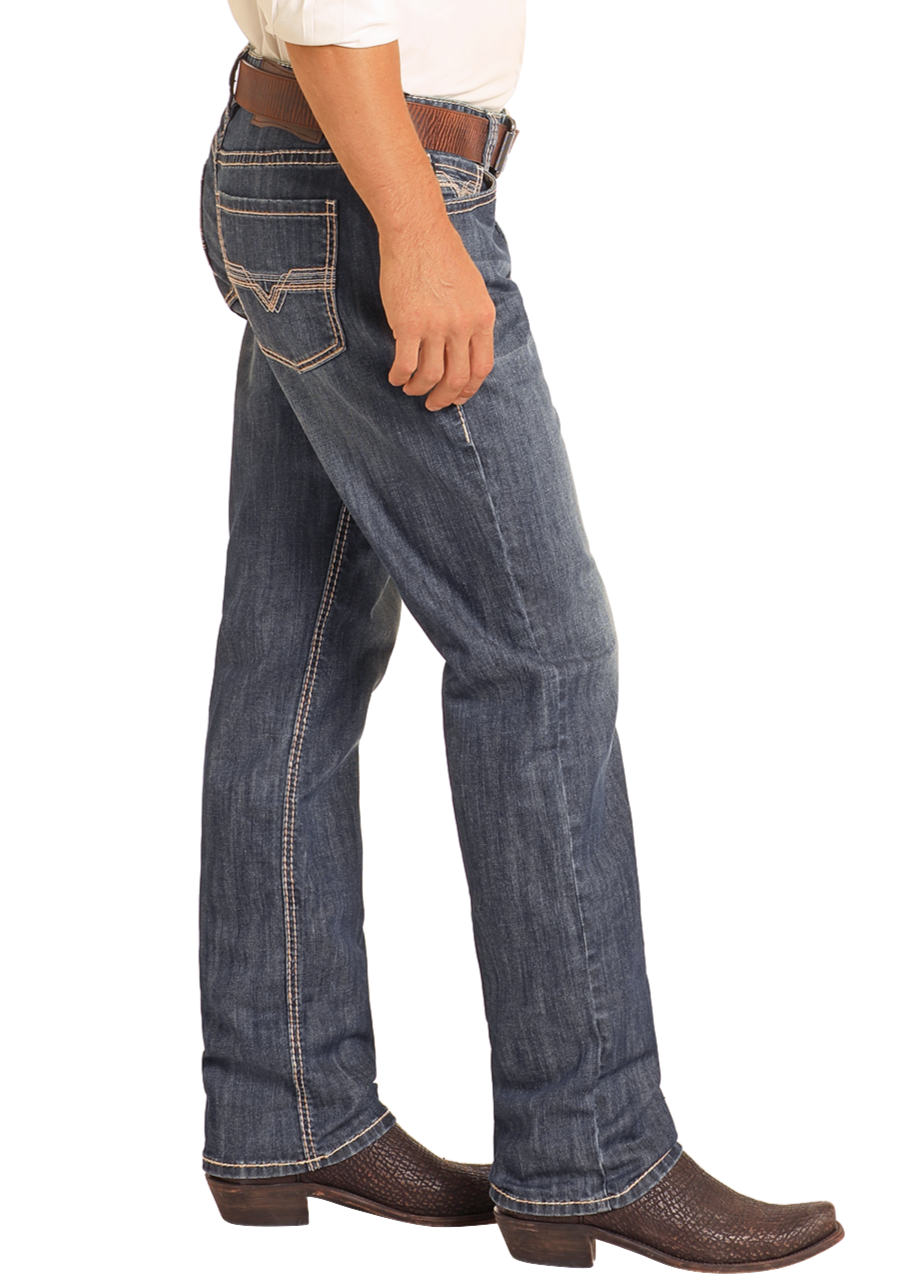 Relaxed Fit Small V Stackable Bootcut Jeans – detail view