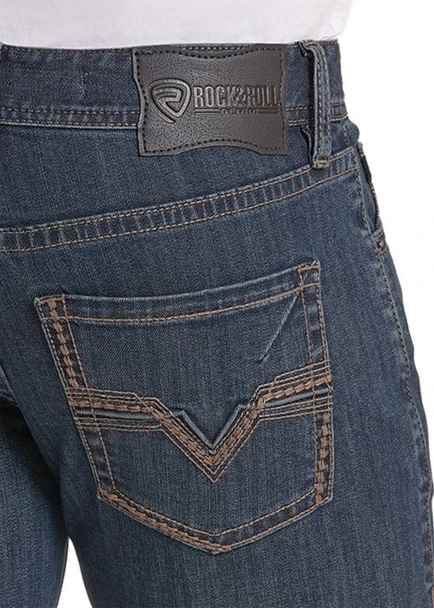 Rock & Roll Denim Feather Stitch Pistol jeans back pocket detail