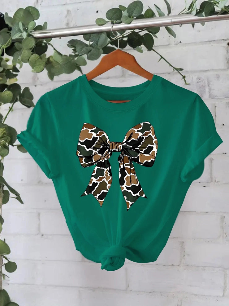 Rosa Clothing Duck Camo Coquette Bow Graphic Tee