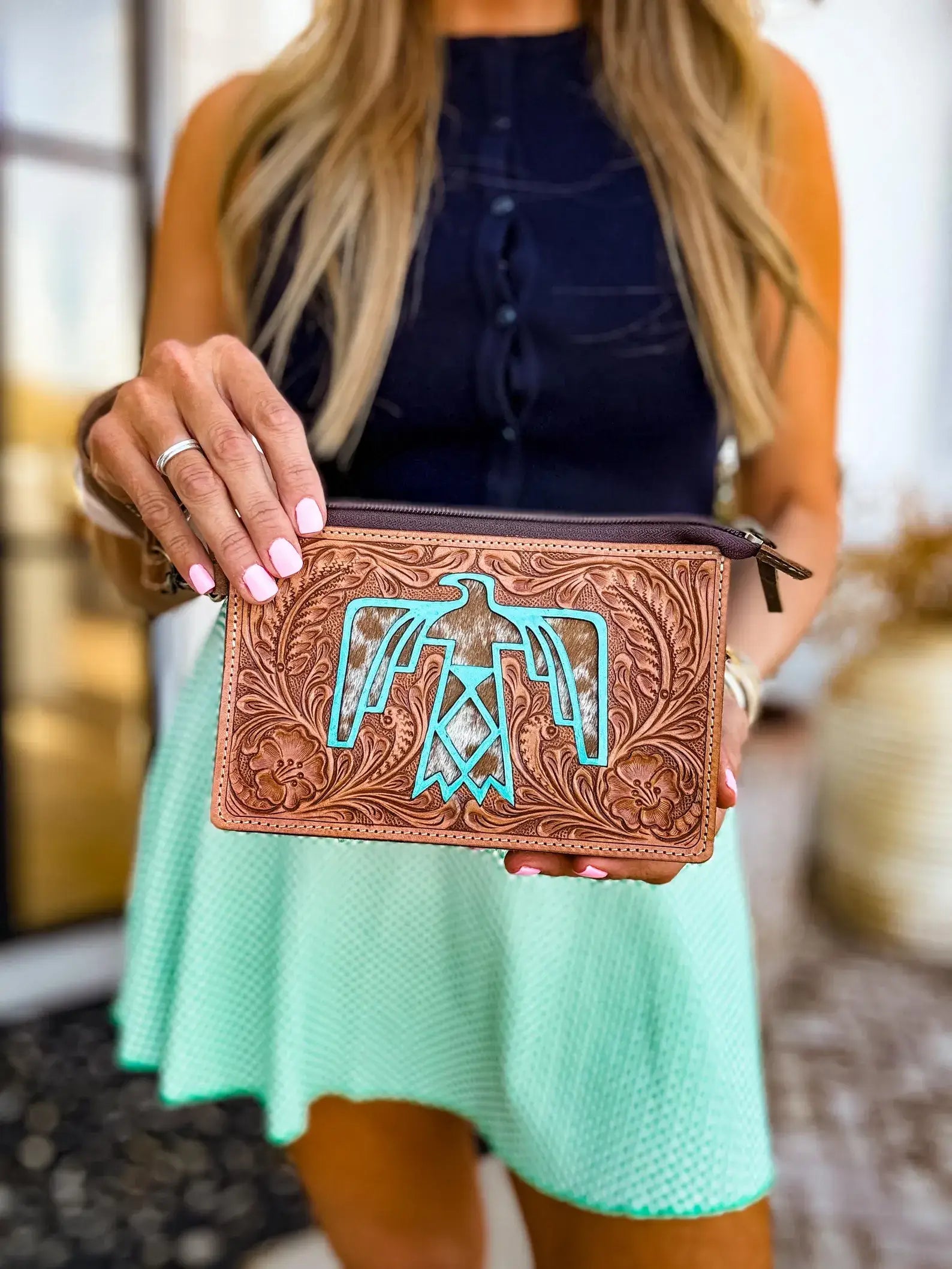 SADIE THUNDERBIRD WRISTLET | Western Hand Tooled Leather, supplier view 2