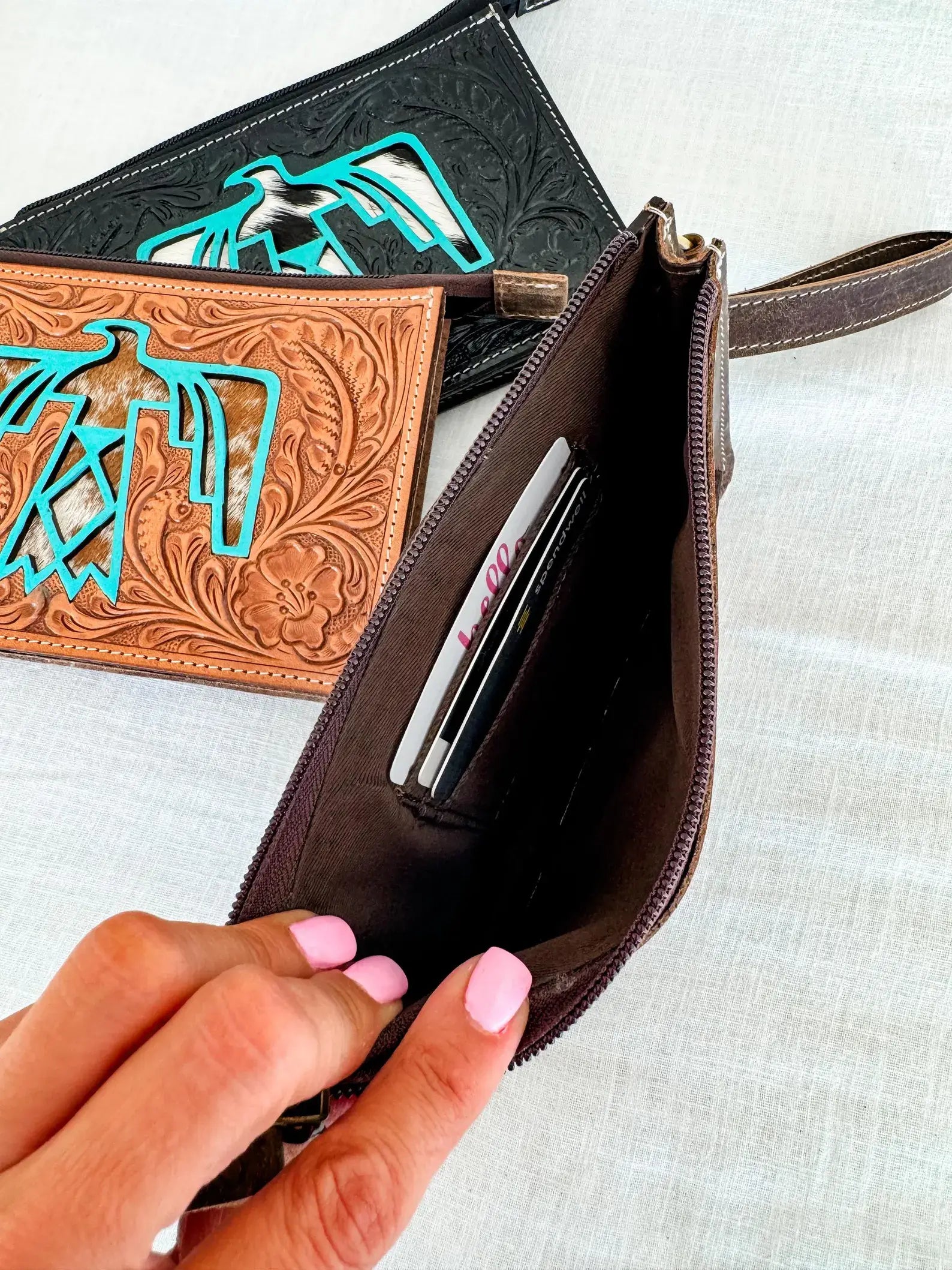 SADIE THUNDERBIRD WRISTLET | Western Hand Tooled Leather, supplier view 3