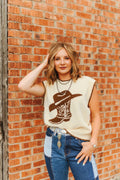 Sand Horseshoe Sleeveless Sweater