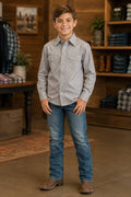 MontanaCo Boys' Grey Stretch Western Snap Shirt BS-3008