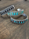 Silver Bracelets with teal, brown and black stones