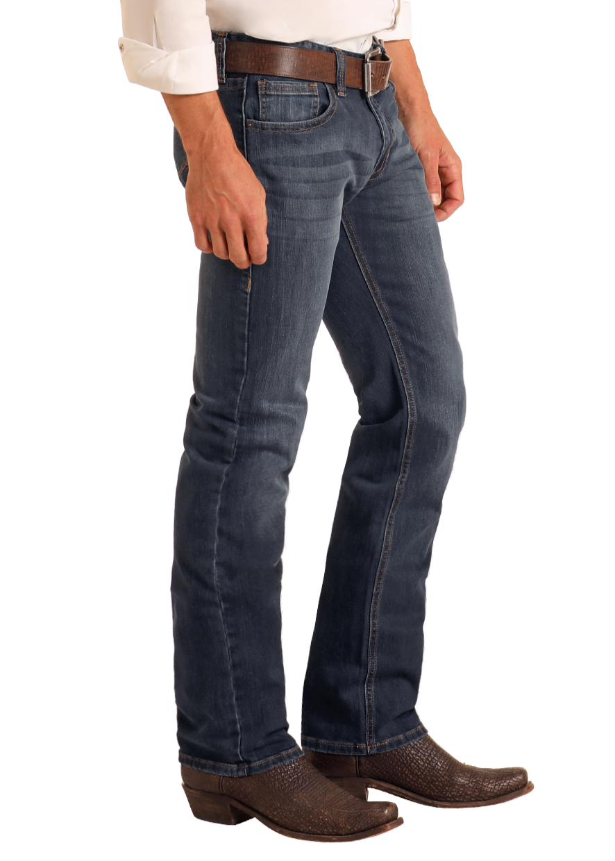 Slim Fit Dark Wash Straight Leg Jeans – back view