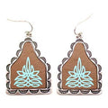 Snowing West Western boot-stitch cattle tag dangle earrings