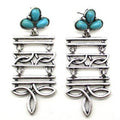 Snowing West Western boot-stitch turquoise dangle earrings