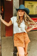 Soft Camel Suede Skort