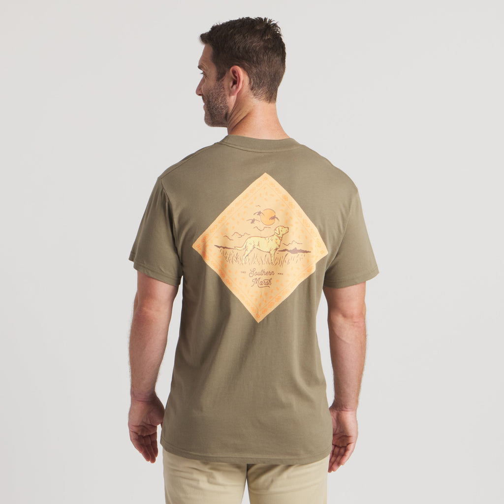 Southern Marsh Bandana Best Friend Tee – Moss Green worn back view