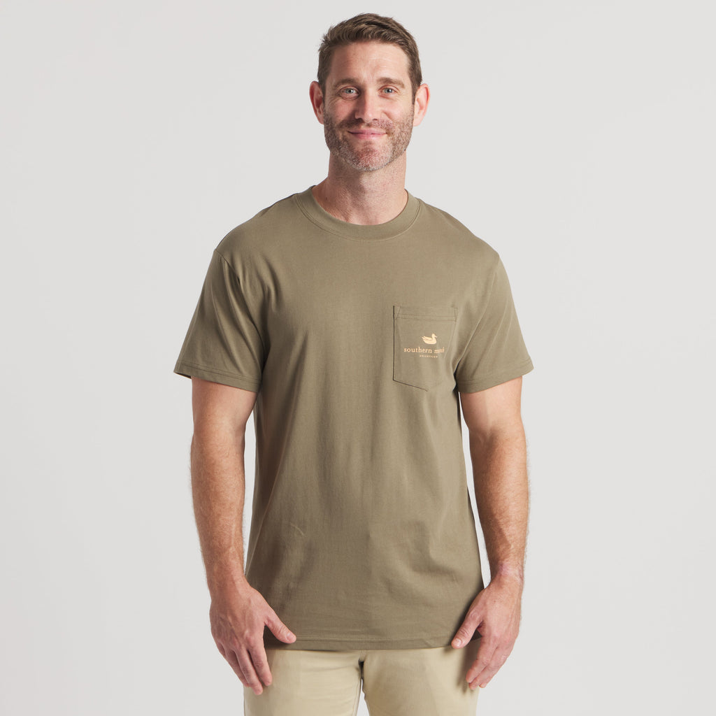 Southern Marsh Bandana Best Friend Tee – Moss Green worn front view
