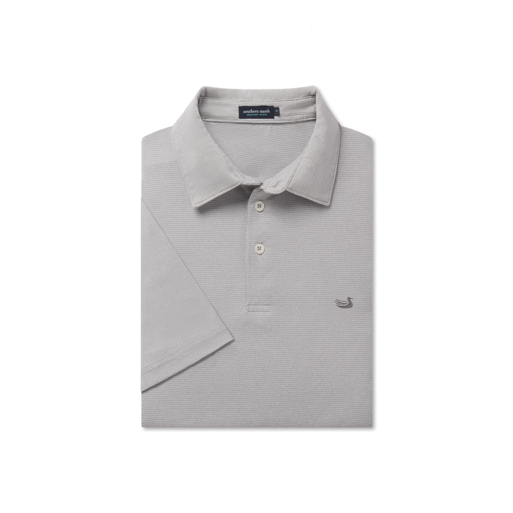 Southern Marsh Biscayne Heather Performance Polo – Light Gray front view