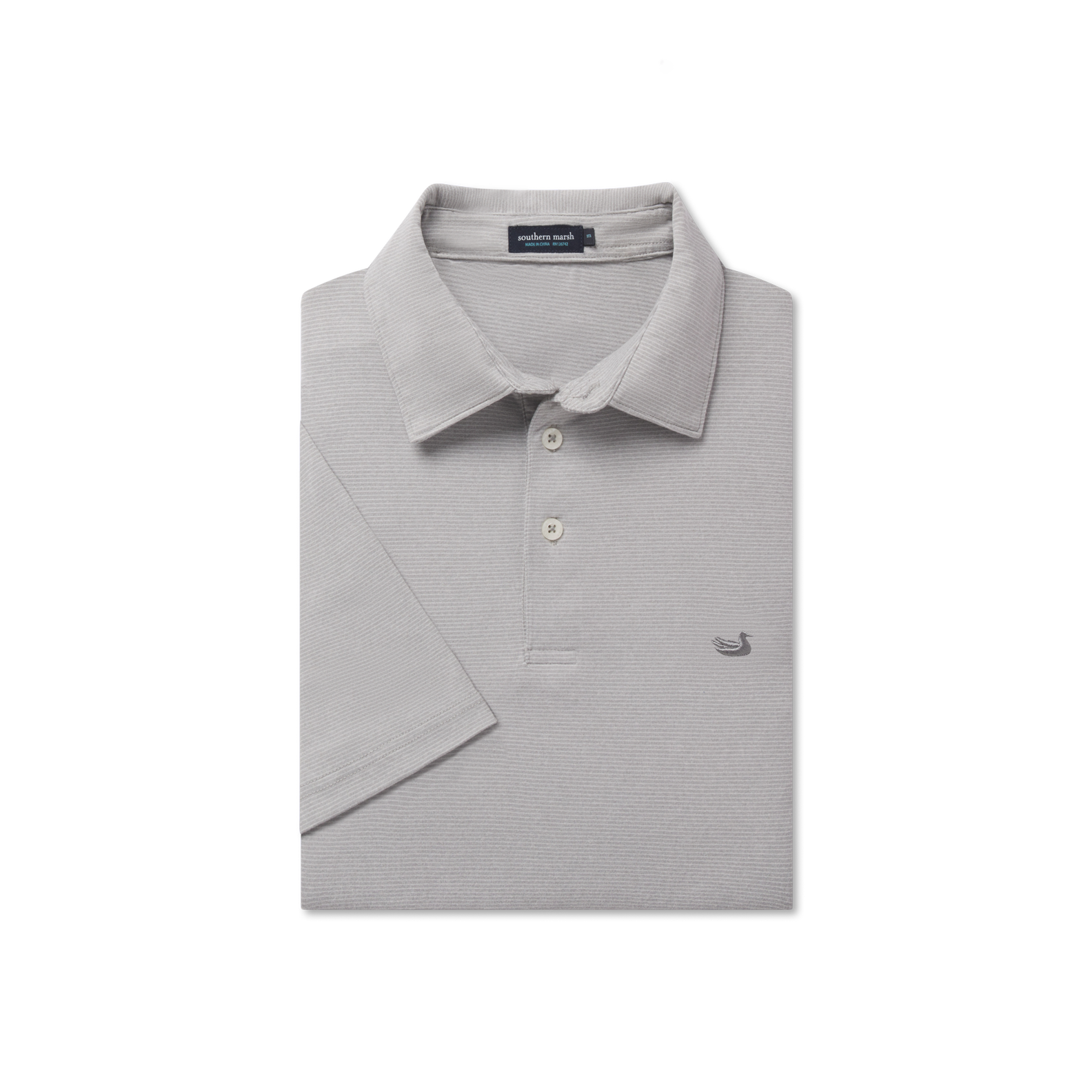 Southern Marsh Biscayne Heather Performance Polo – Light Gray front view
