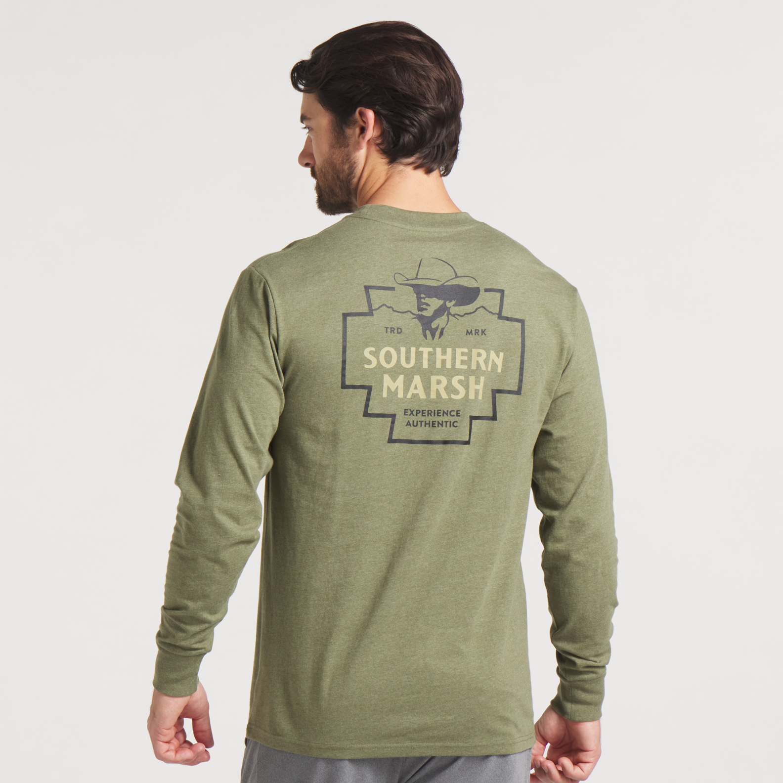 Southern Marsh Cowboy Badge Long-Sleeve Tee – Dark Green product detail 1