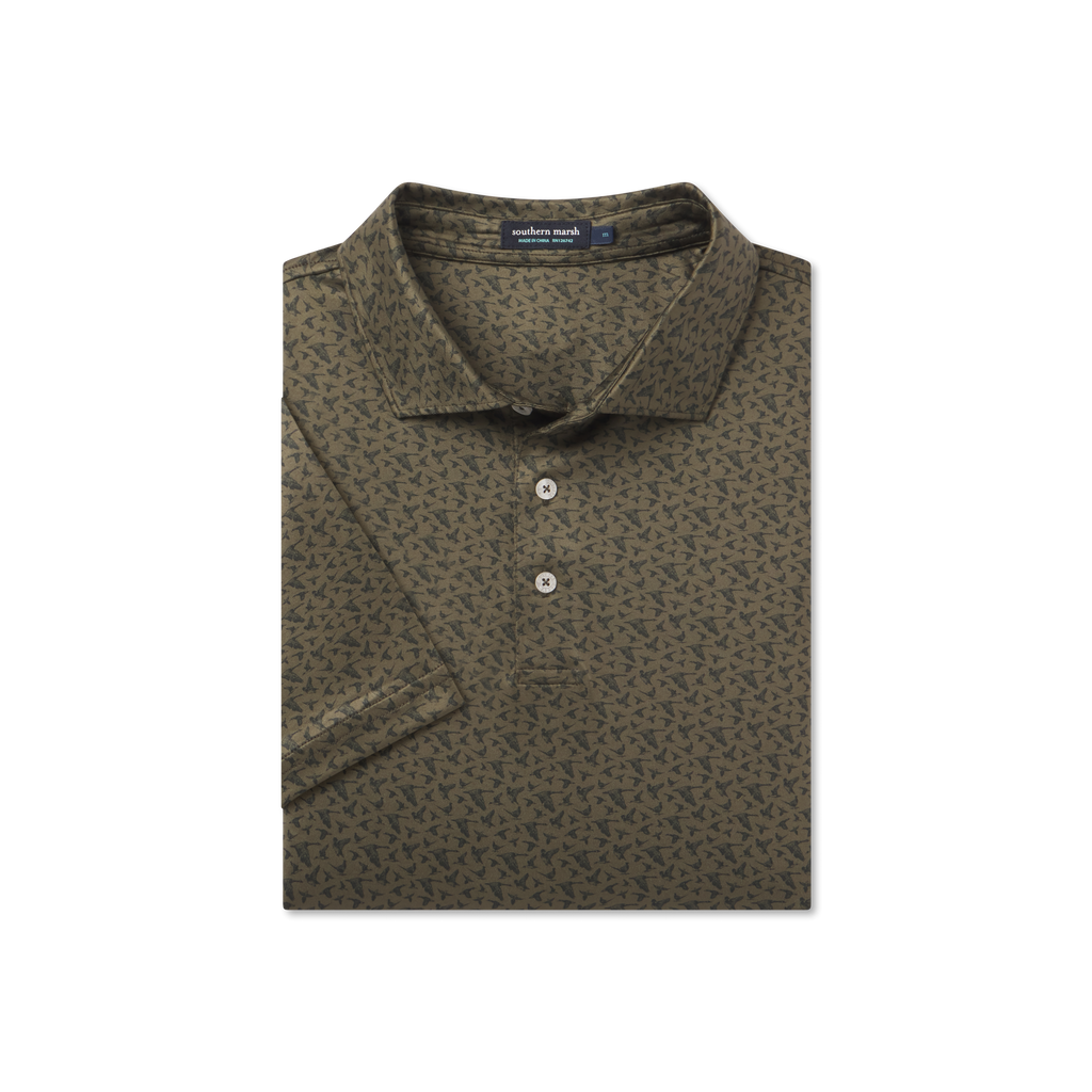 Southern Marsh Flyline In Flight Performance Polo – Dark Olive front view