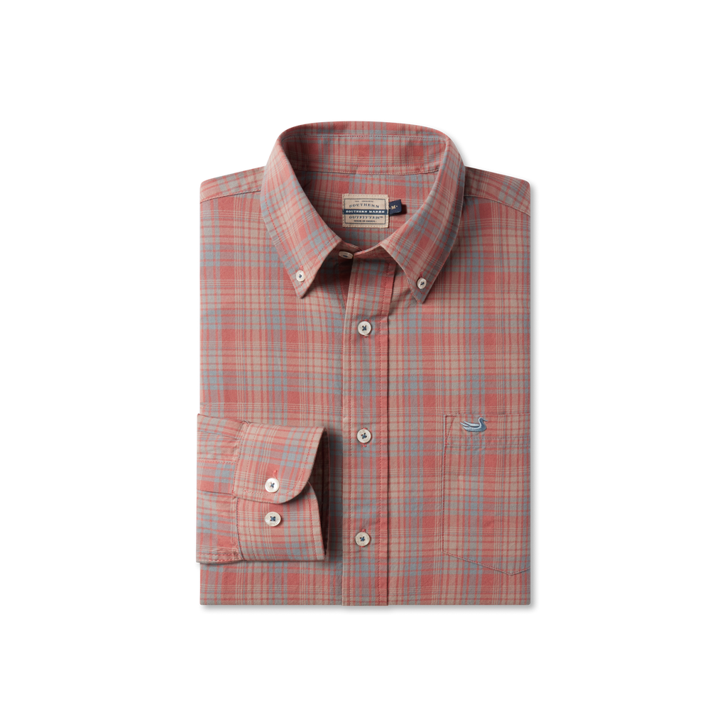 Southern Marsh Holly Ridge Dress Shirt – Burnt Taupe & Sage front view