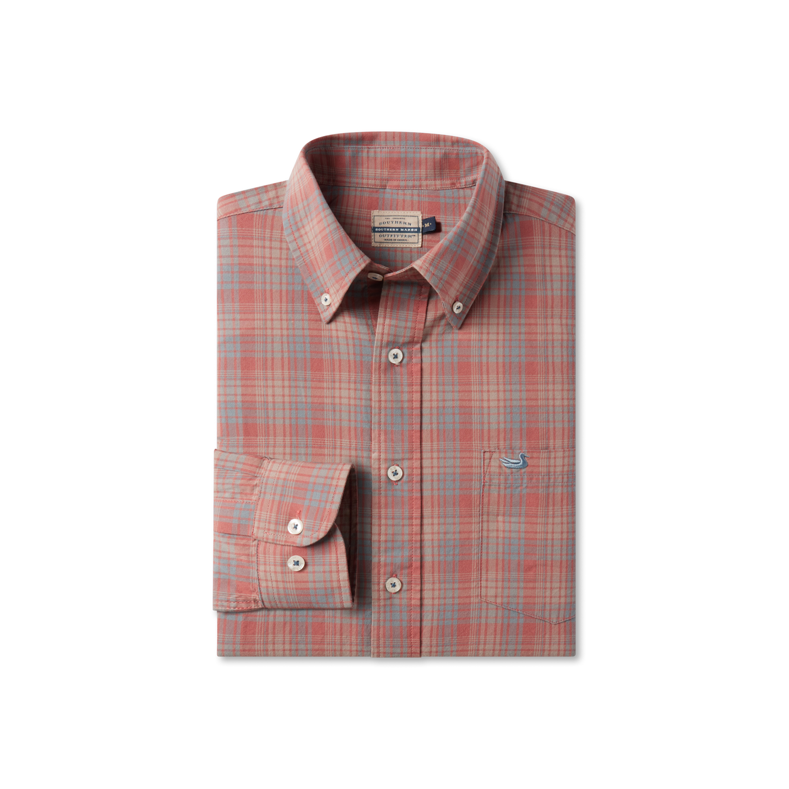 Southern Marsh Holly Ridge Dress Shirt – Burnt Taupe & Sage front view