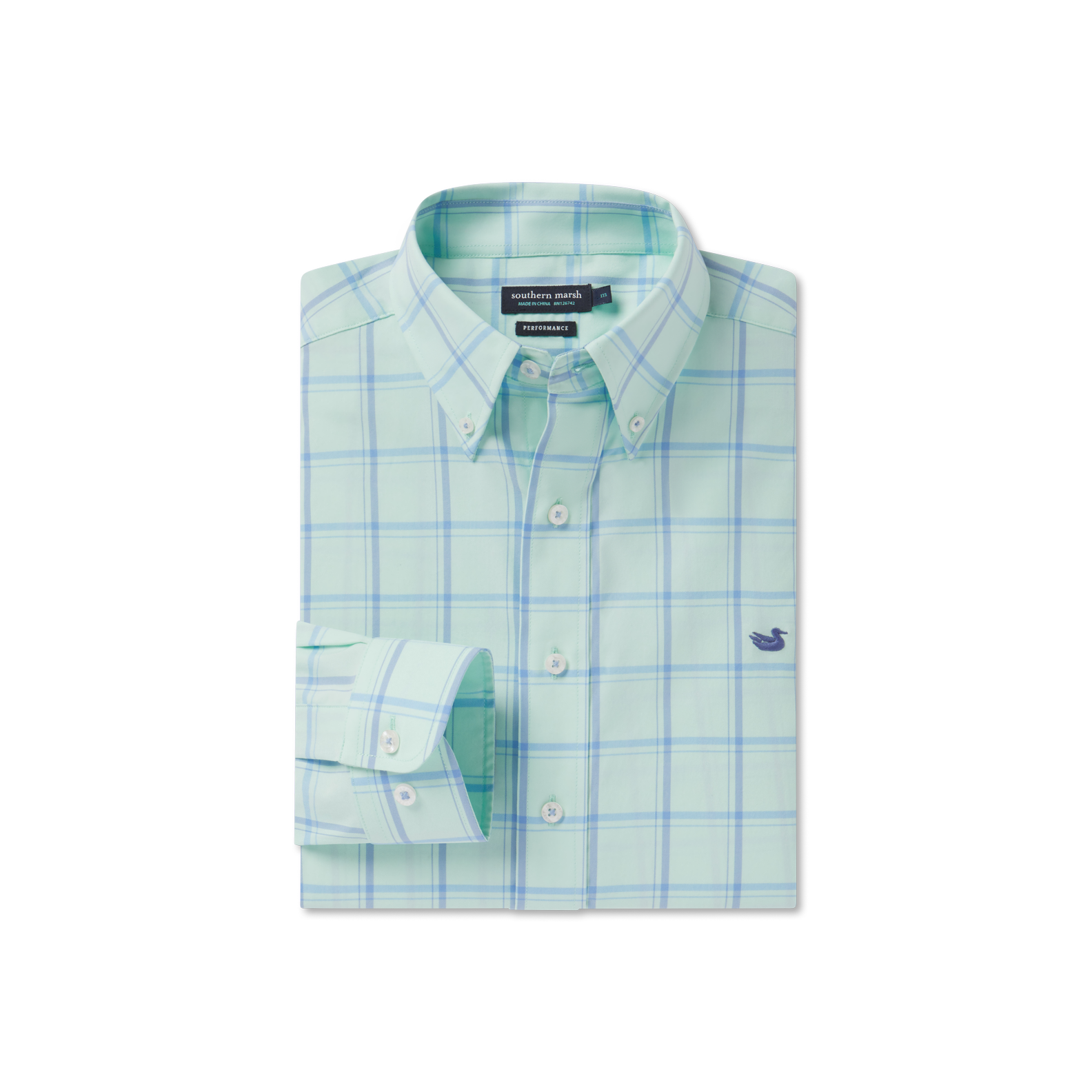 Southern Marsh Palmer Performance Dress Shirt – Blue & Lilac front view