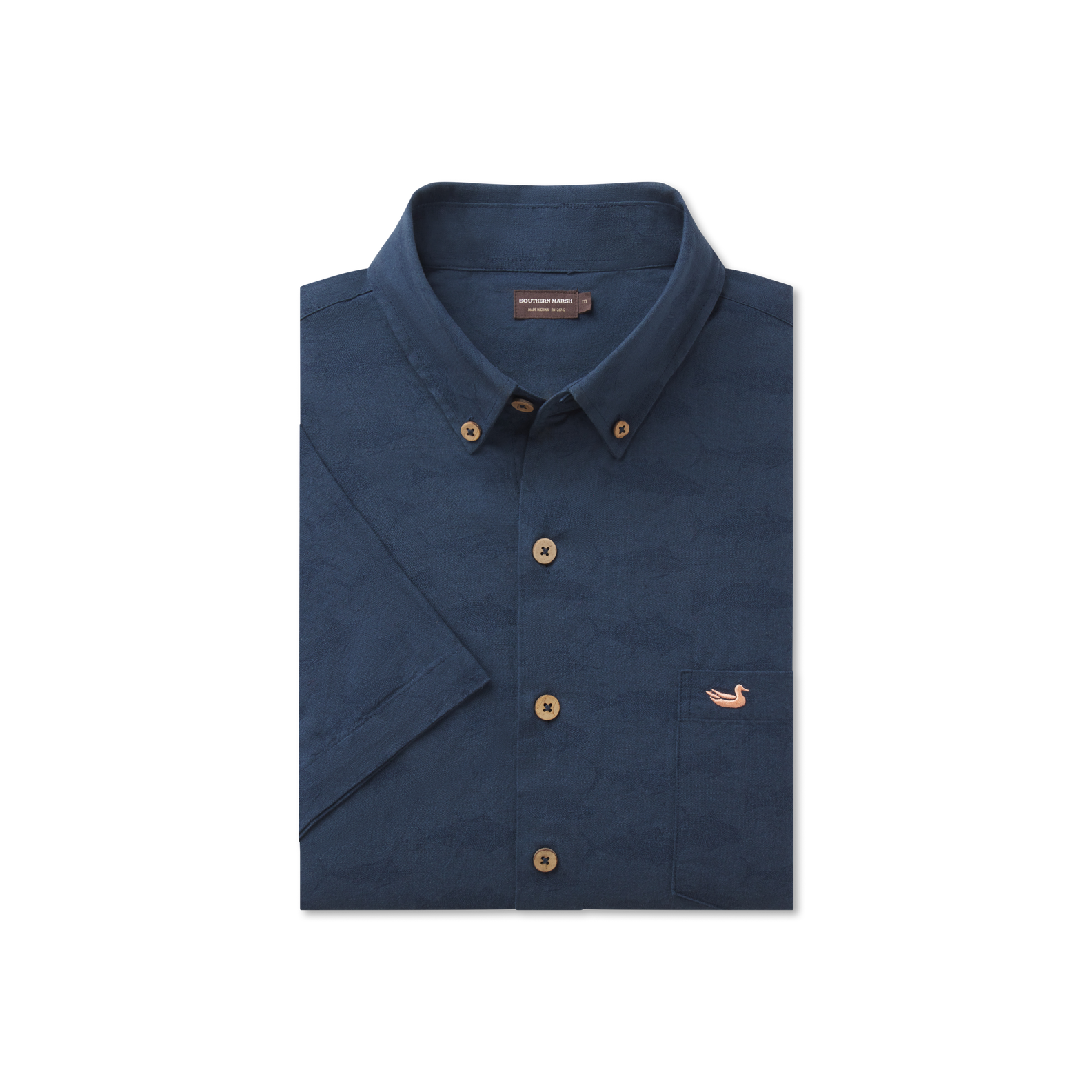 Southern Marsh Pescado Linen Shirt – Navy front view