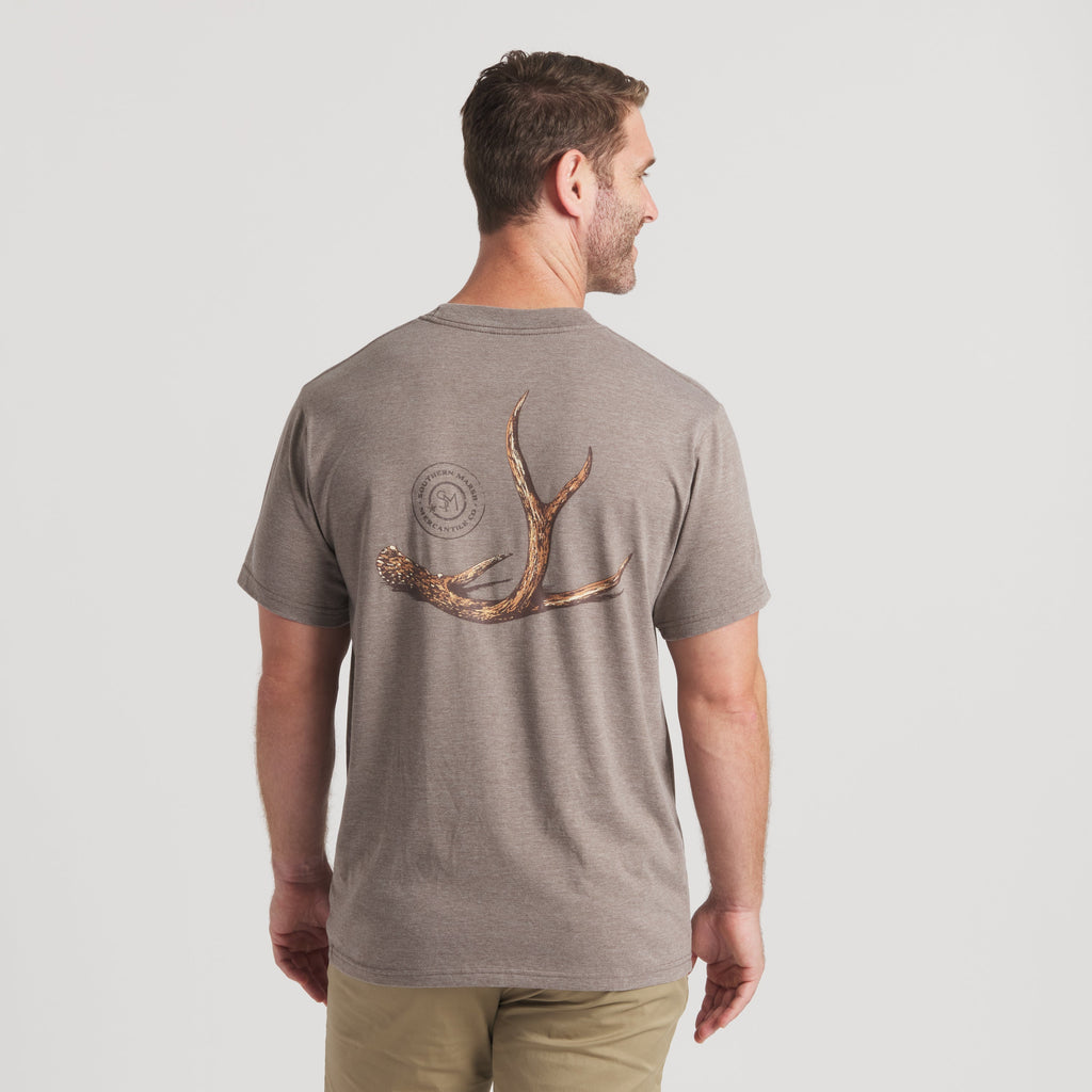 Southern Marsh SEAWASH™ Rut Tee – Washed Dark Shale worn back view