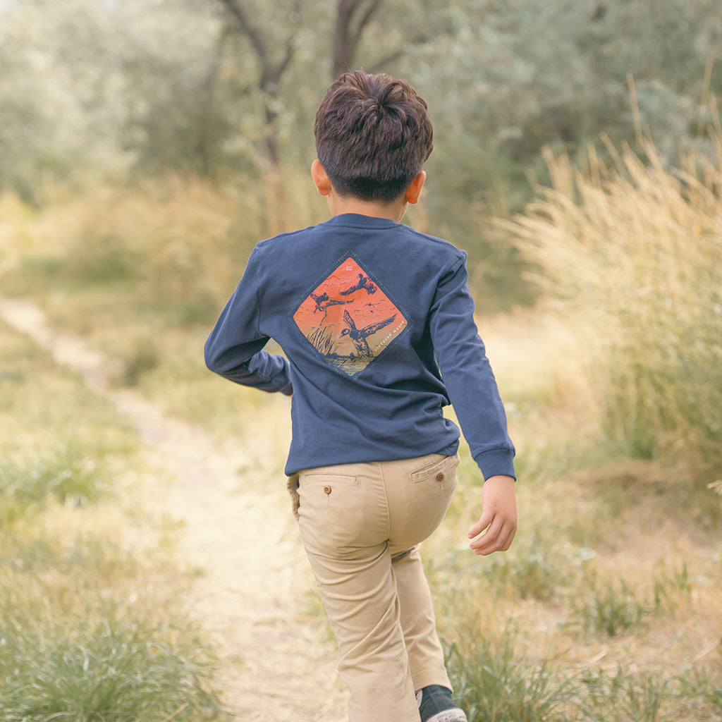 Southern Marsh Youth Landing Zone Long-Sleeve Tee – Navy lifestyle view