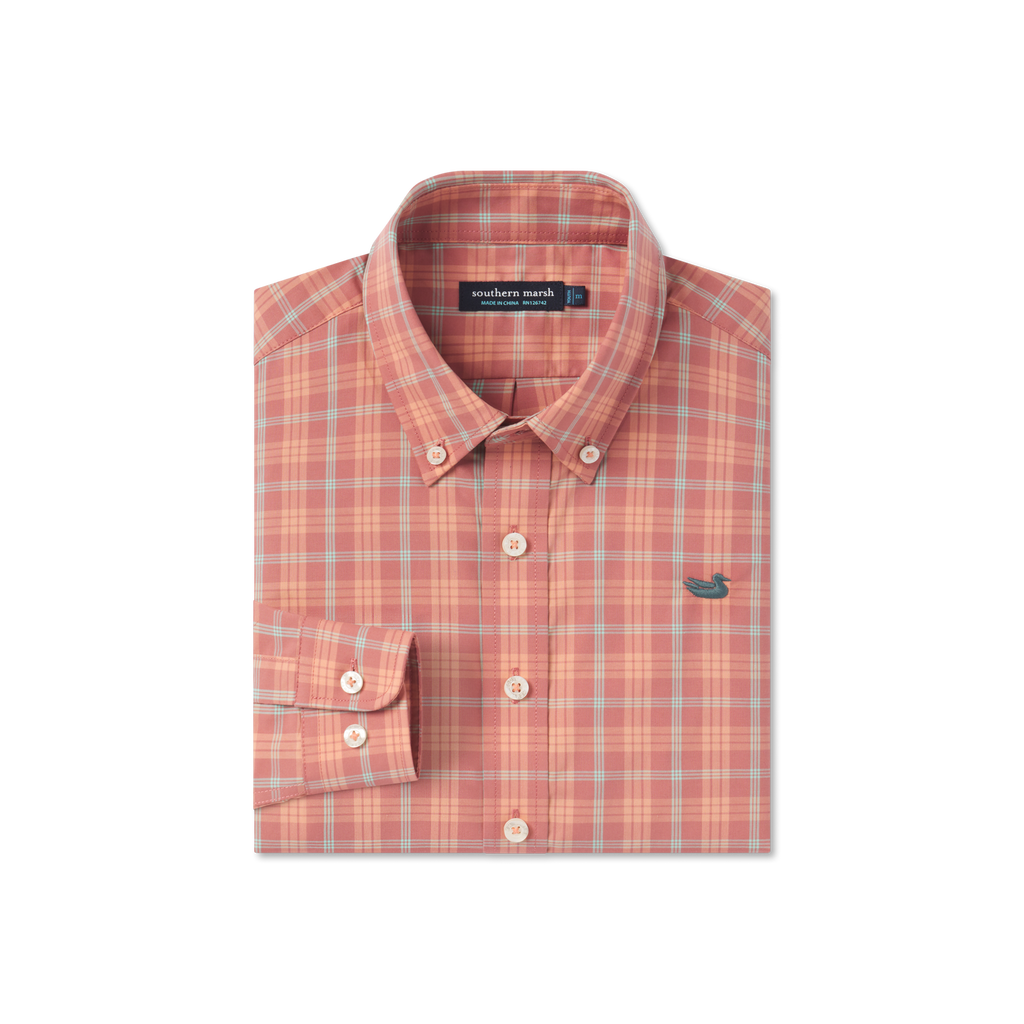 Southern Marsh Youth Middleton Dress Shirt – Red & Mint front view
