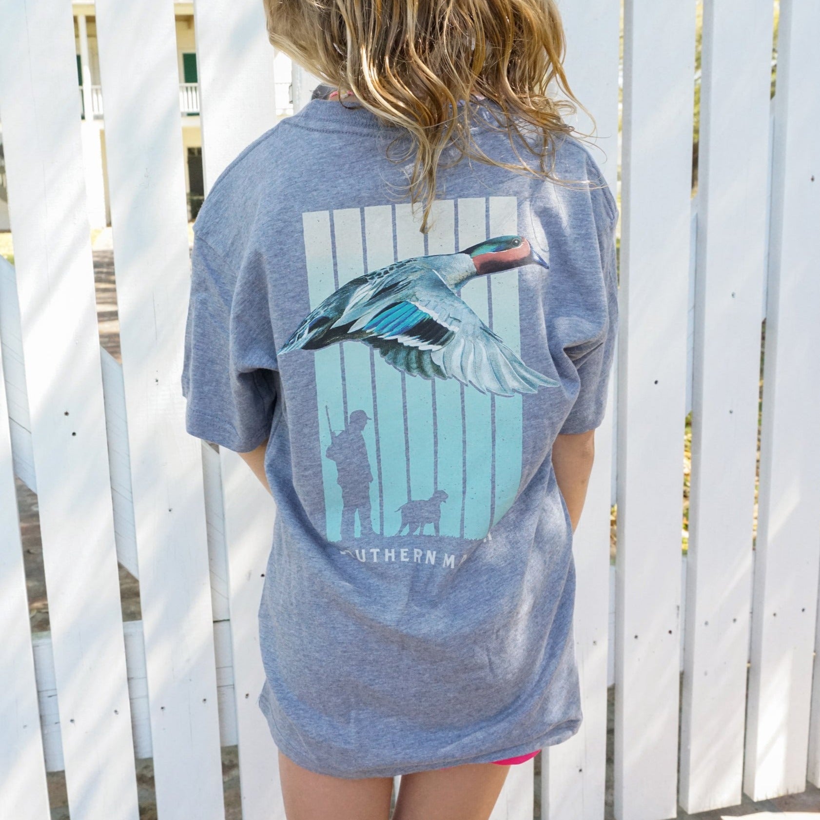 Southern Marsh Youth Teal Takeoff Tee – Washed Slate lifestyle view