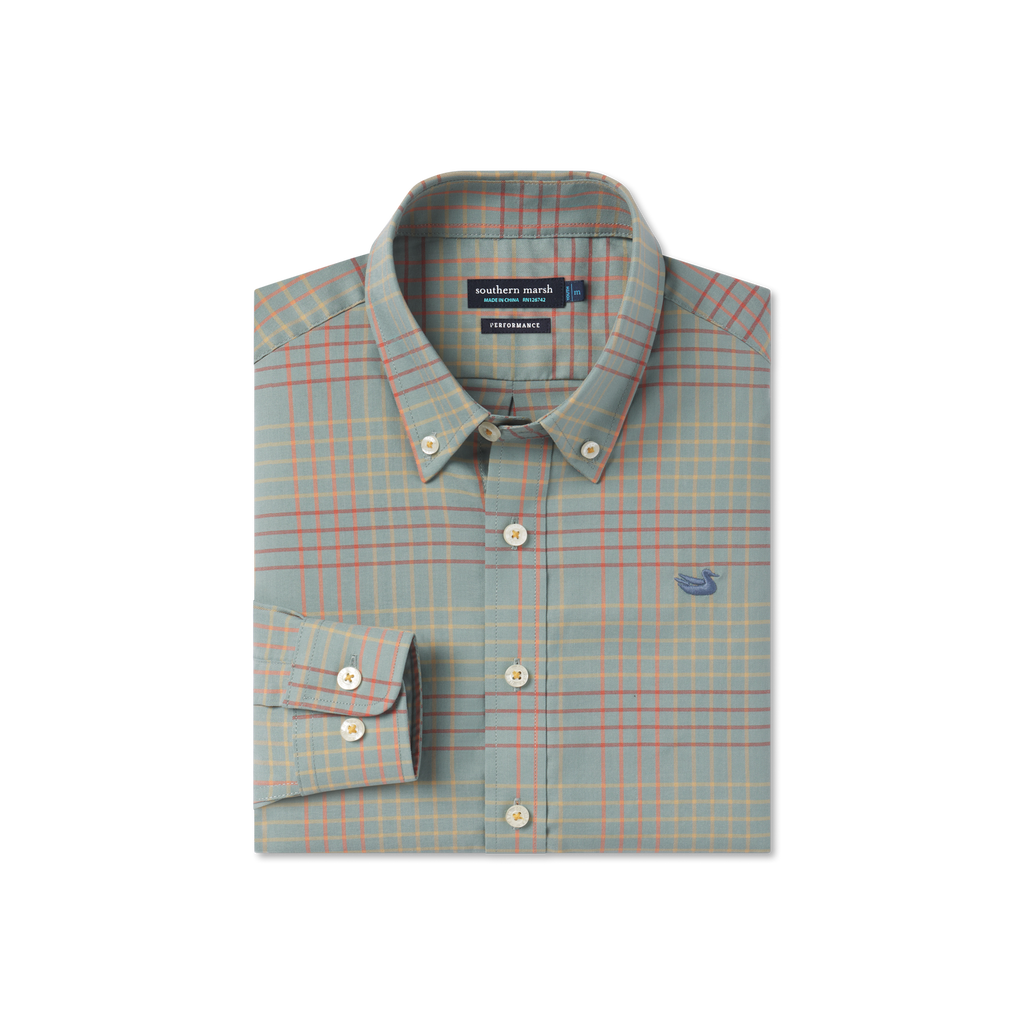 Southern Marsh Youth Winfield Performance Dress Shirt – Sage front view