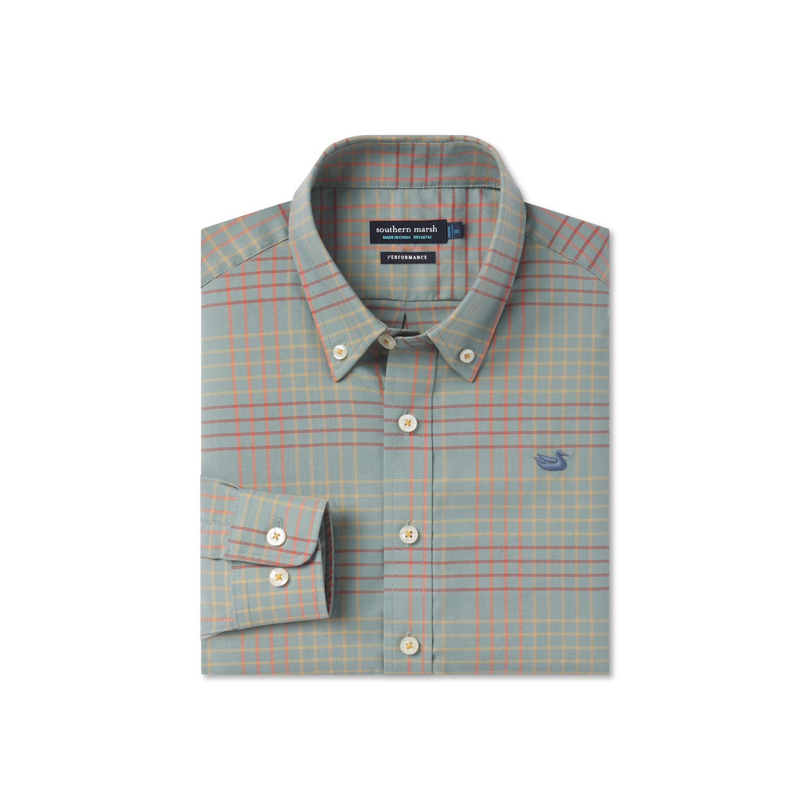 Southern Marsh Youth Winfield Performance Dress Shirt – Sage front view