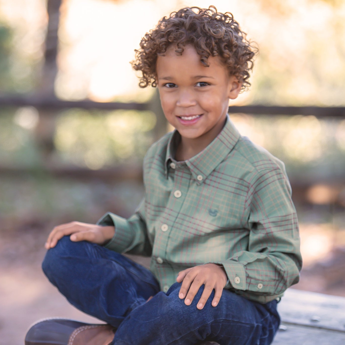 Southern Marsh Youth Winfield Performance Dress Shirt – Sage lifestyle view