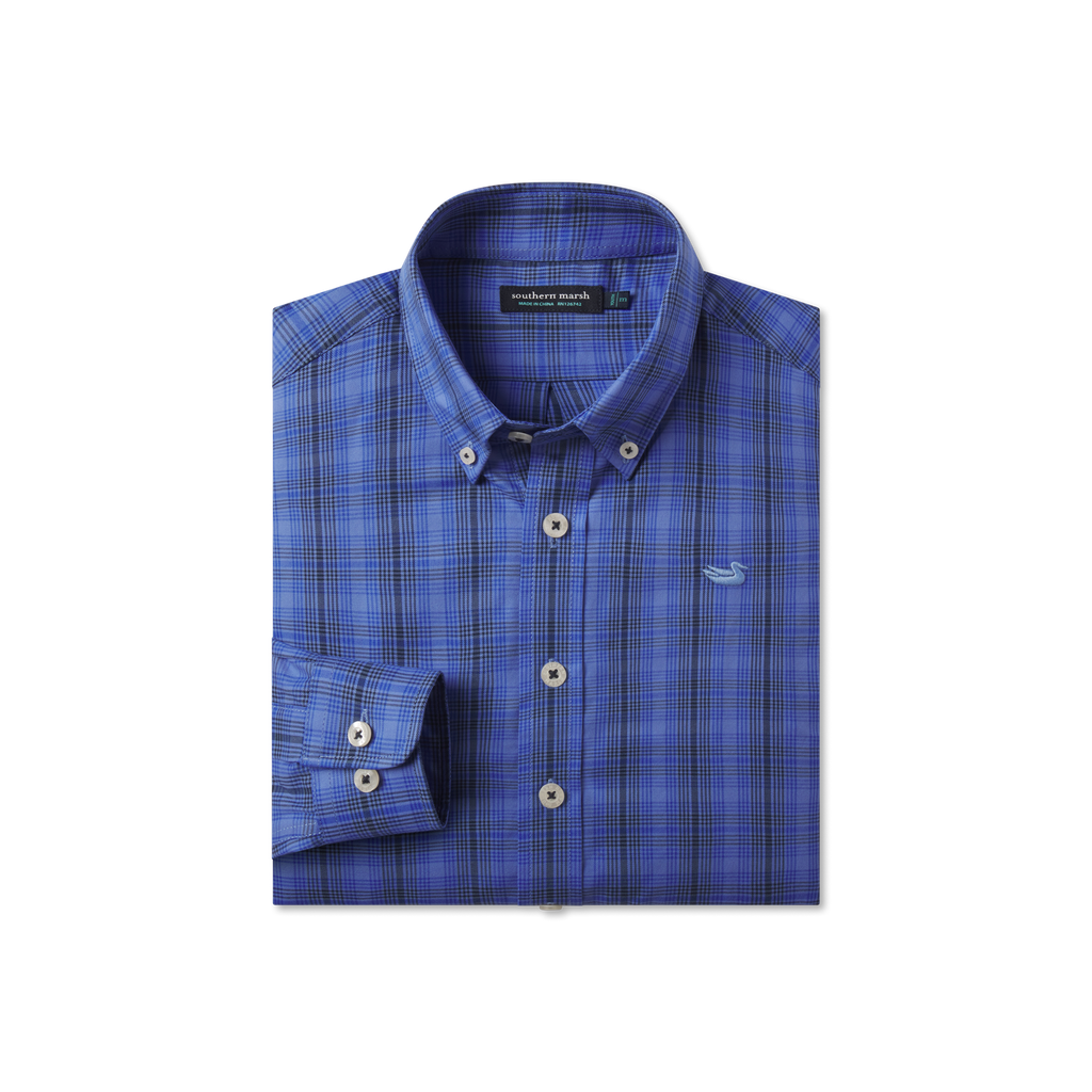 Southern Marsh Youth Winston Dress Shirt – French Blue & Navy front view