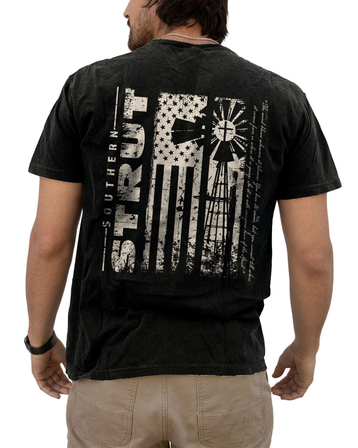 Southern Strut Windmill Flag black farm heritage graphic T-shirt