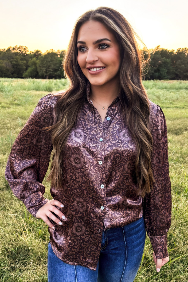 Sterling Kreek Bronzed Bloom western print shirt