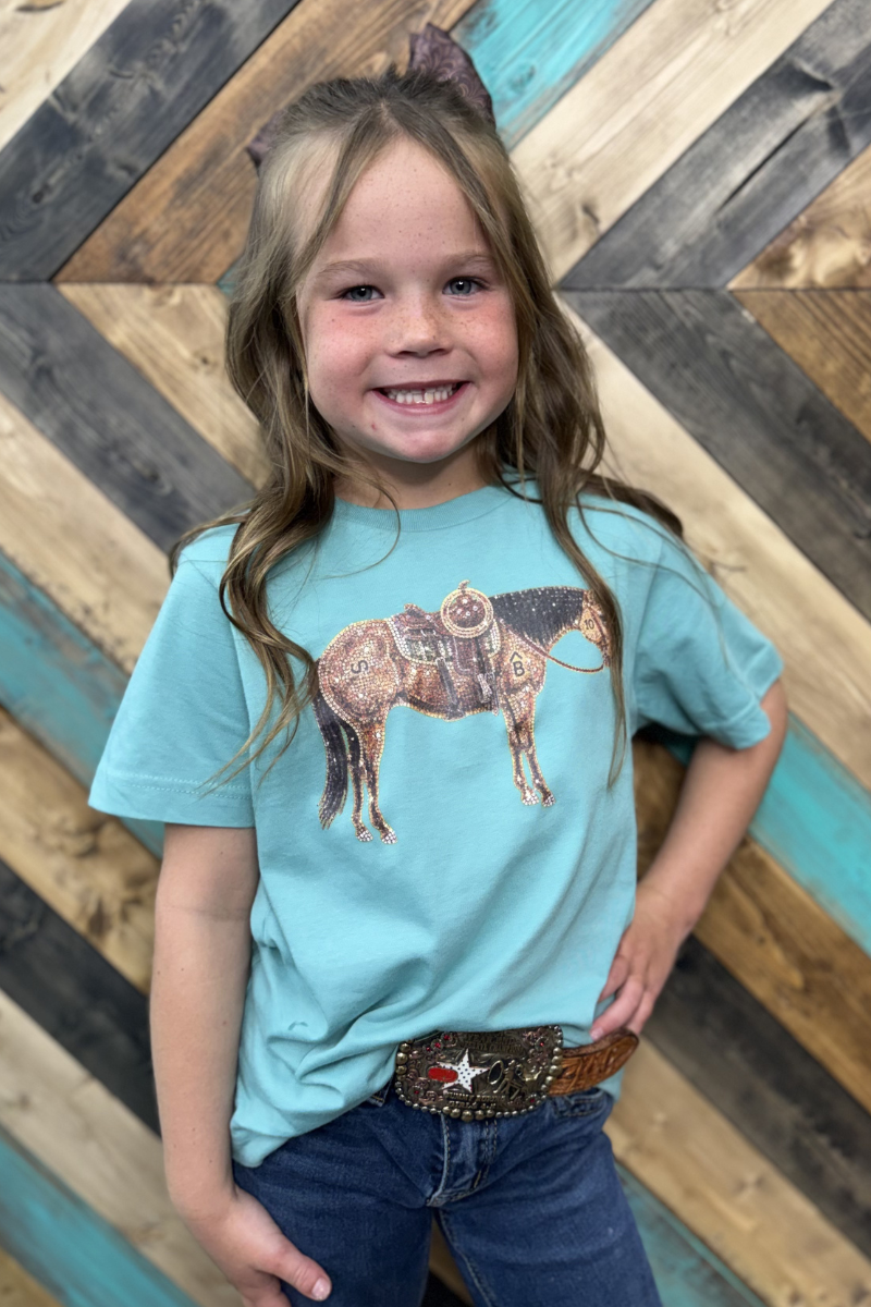 Sterling Kreek Mini Rhinestone Cowhorse kids western tee